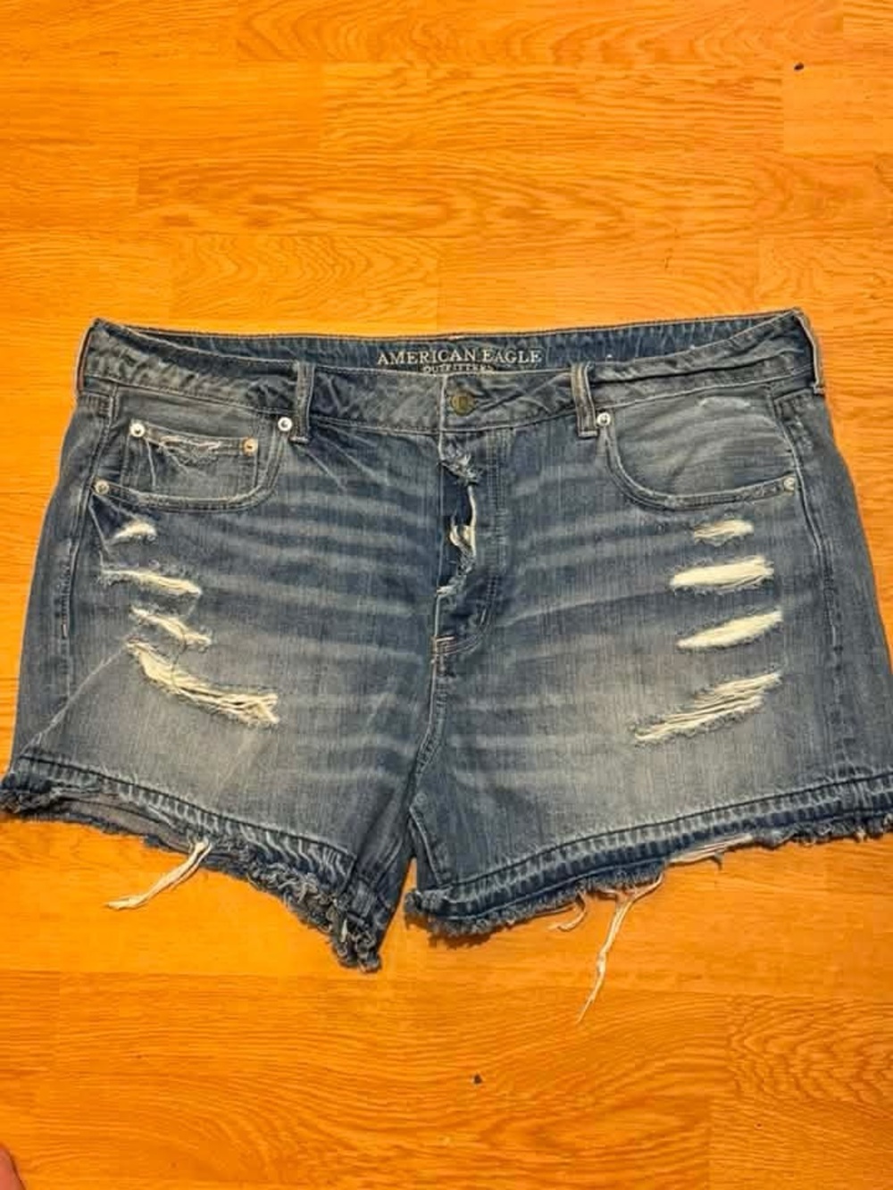 American Eagle Outfitters Blue Distressed Denim Cutoff Shorts
